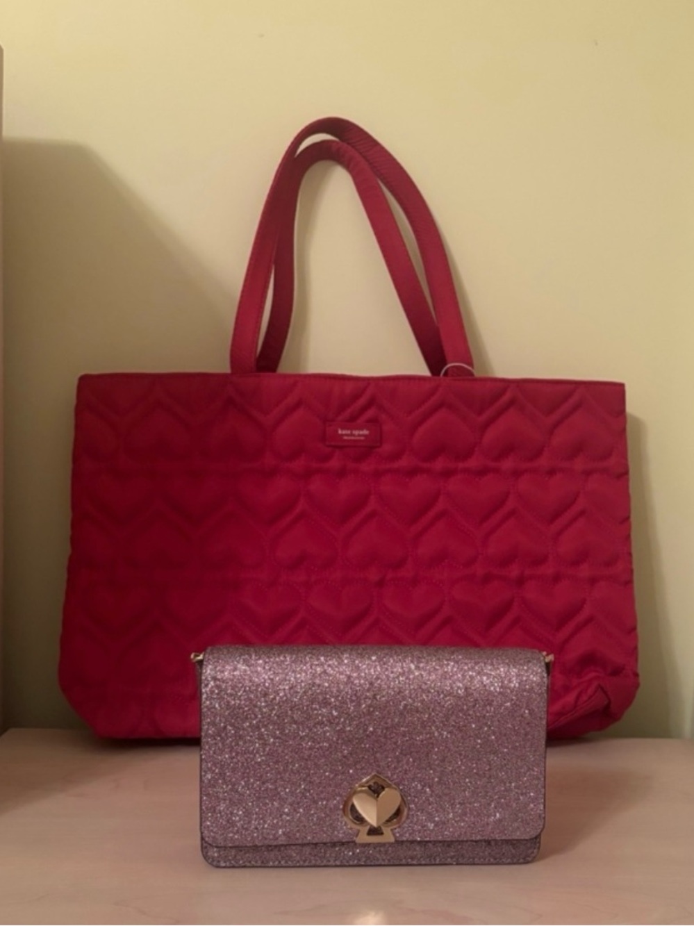 New Kate Spade Lilac Shimmer Crossbody &Heart Closure & Kate Spade Heart  Tote